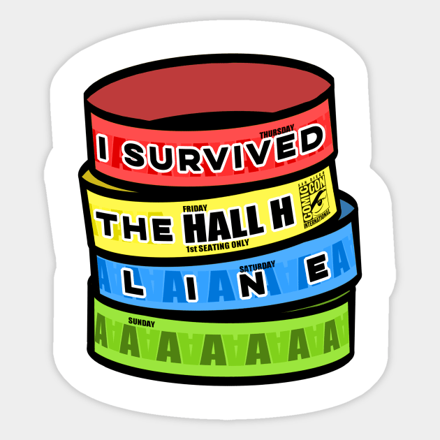 I Survived the Hall H Line - Wristbands Sticker by Nightwing Futures